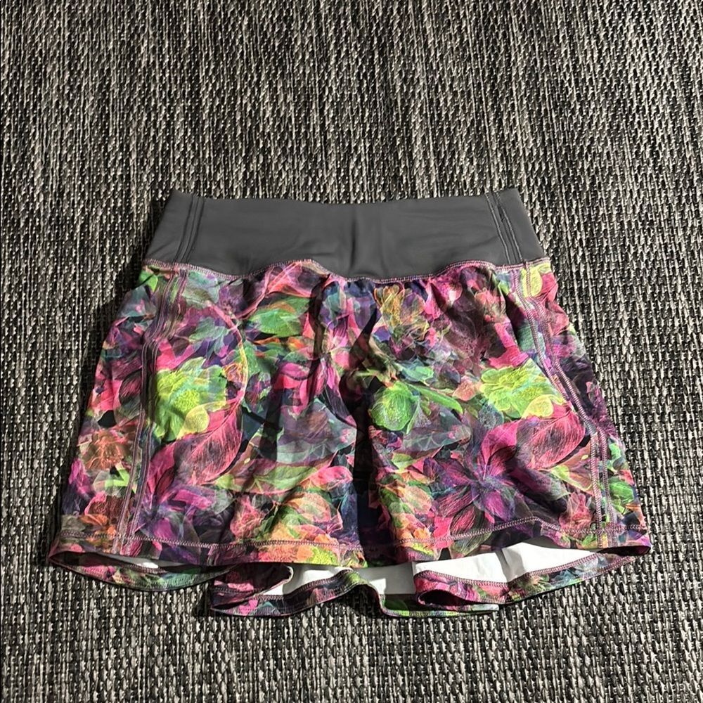 Lululemon Pace Rival Mid-Rise Skirt *Long Vivid Floral Tone Multi Luxtreme Sz 0